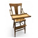 Antique Oak Wood High Chair