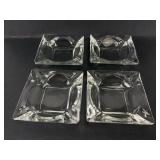 4 vintage clear glass ash trays