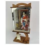 Vintage Japanese Geisha Mirrored Shadowbox Display