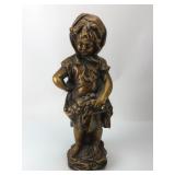 16-inch Bronze-Finish Girl Figurine with Basket