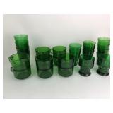 Large Lot of Emerald Green Anchor Hocking Mugs &