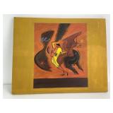 Hand Painted abstract of bullfighter on canvas