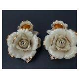 Pair of Avon China Rose Candle Holders