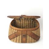 Wicker and Leather Fishing Creel Basket