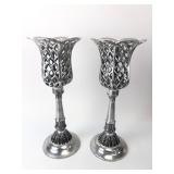 Pair of Indian Metal Candle Holders