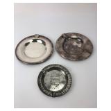 Set of 3 Vintage Ashtrays - Silverplate and Metal