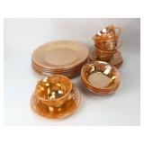 Set Of Fire-King Peach Lustre Dinnerware