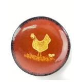 Vintage 1996 C.N. Foltz Pottery Redware Hen Plate