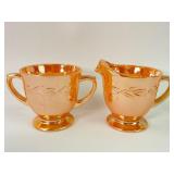 Fire-King Lusterware Creamer And Sugar Bowl