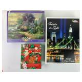 Lot Of 3 Jigsaw Puzzles Various Themes