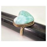 Larimar And Sterling Heart Ring