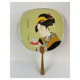 Japanese Handheld Fan With Geisha Artwork