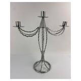 Metal And Wire Three-Arm Candelabra