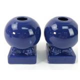 Pair of Vintage Fiesta Cobalt Blue Candleholders