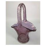 Purple Glass Basket With Twisted Handle