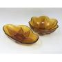 Vintage Leaf Motif Amber Glass Bowl Lot