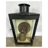 Antique Metal Lantern with Glass Panels - 4628