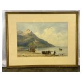 Antique Seaside Watercolor by A. Francia - 5596