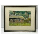 Framed Watercolor of a Cottage