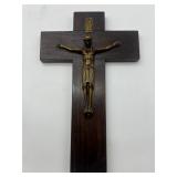 Wooden Crucifix With Bronze Figure