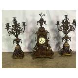 Ornate Brass Clock Garniture Set ï¿½ 4503