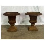 Pair of Small Cast Iron Urns ï¿½ 6091