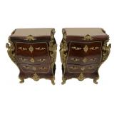 Vintage Pair of Bronze Mounted Bombe & Stone Top