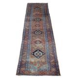 Vintage And Finely Hand Knotted Heriz Runner.