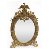 Antique Bronze Mounted Mirror with Eagle Crown.