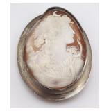 Monumental Silver Mounted Carved Cameo of Diana.