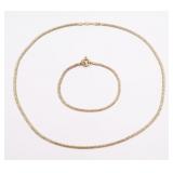 JEWELRY. 14kt Gold Necklace and Bracelet.