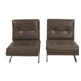 Midcentury Pair Of Leather Upholstered Barcelona