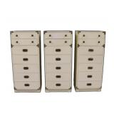 3 Midcentury White Enameled Campaign Style Tall