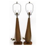 Midcentury Pair Of Tall Murano Glass Lamps.