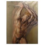 MONOGRAMMED  Oil On Canvas Male Nude