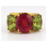 JEWELRY. 18kt Gold and Colored Gem Ring.