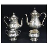 STERLING. (4) Pc. Alvin Chateau Rose Sterling Tea