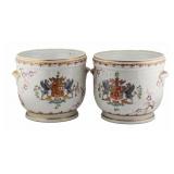 Pair of Samson Paint and Gilt Decorated Cache Pots