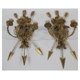 Vintage Carved, Gilt & Paint Decorated Sconces.