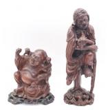 (2) Japanese Carved Wooden Sculptures.