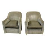 A Pair Of Midcentury Upholstered Swivel Chairs.