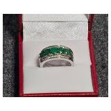 Emerald & Diamond Dinner Ring (925)