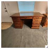 DESK WITH 8 DRAWERS - BRASS PULLS