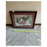 Framed doll and tea pitcher picture