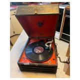 Antique Victrola Portable Record Player- works