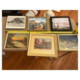 6 assorted framed pictures