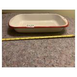 Red and white enamel pan