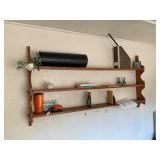 Wood shelf and contents