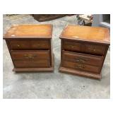 2- wooden end tables w glass top