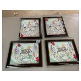 4- hand sewn doilies in frames